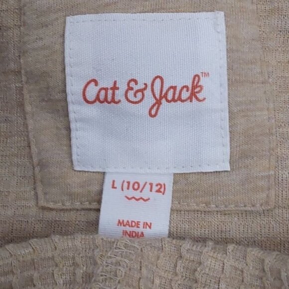 Boys Tan Beige Waffle Knit Long Sleeve Shirt | Cat & Jack | L (10/12) - Picture 5 of 9